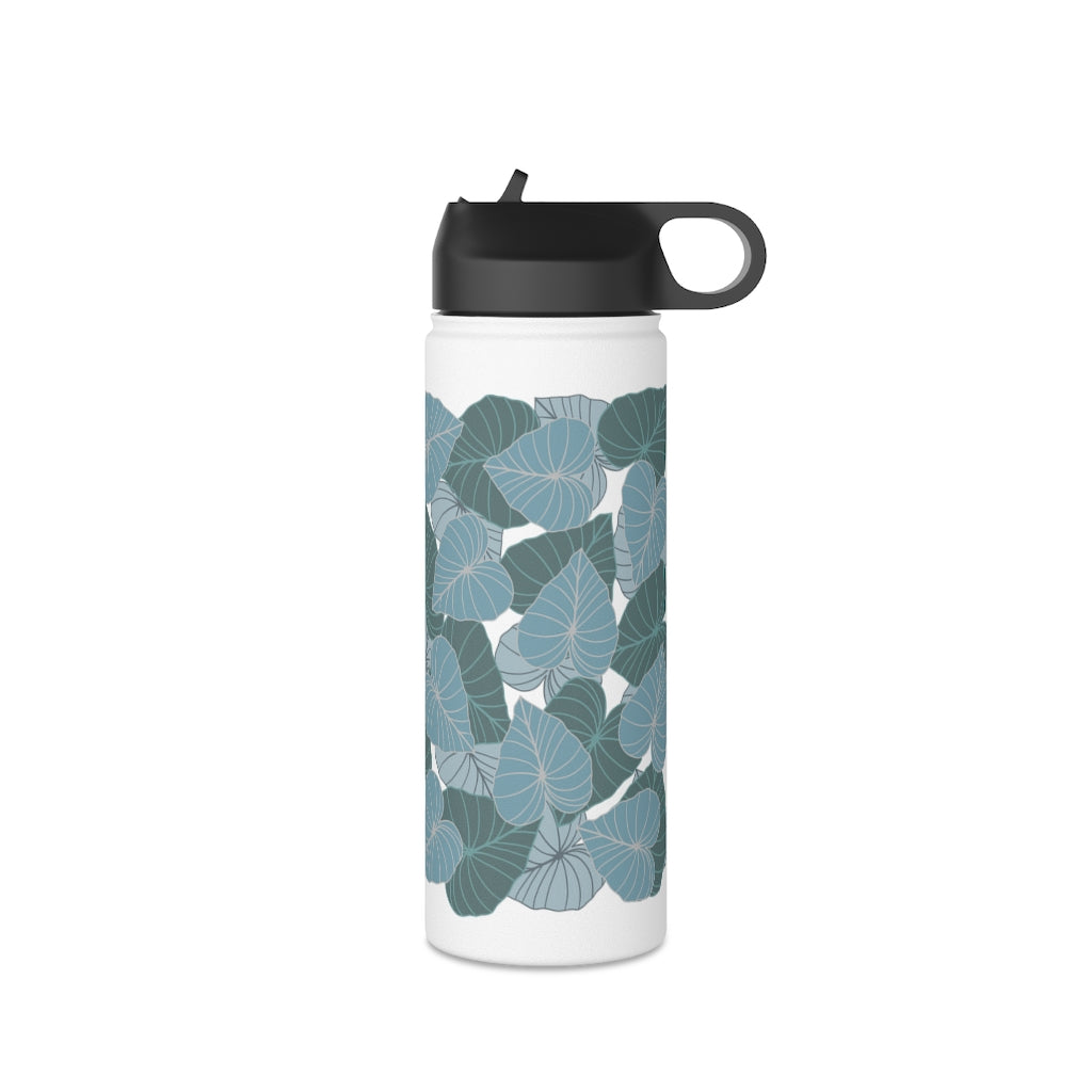 Water Bottle, 3 sizes, Stainless Steel with Sip Straw- Kalo Blues
