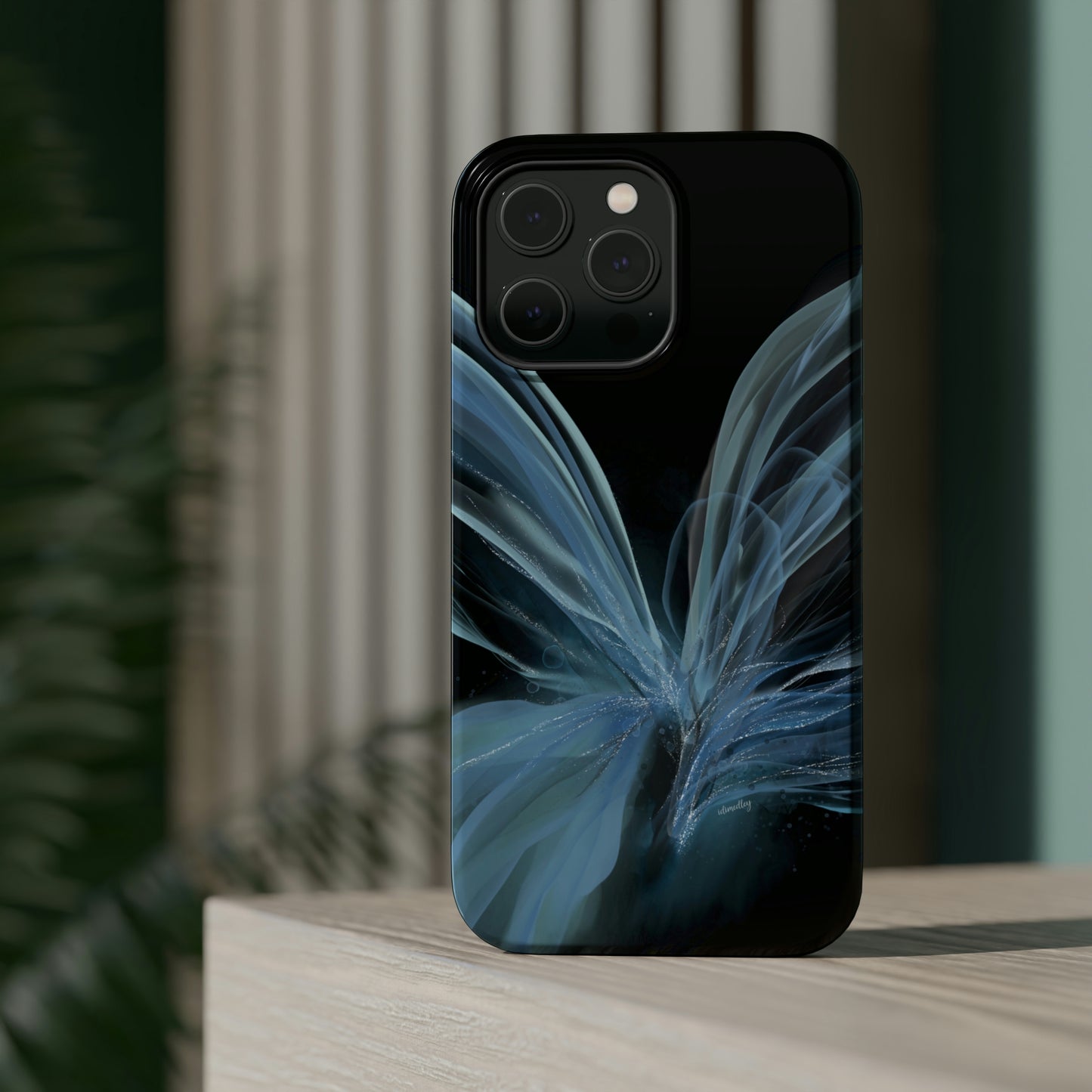 Blue Butterfly Alcohol Ink Art (Black), MagSafe