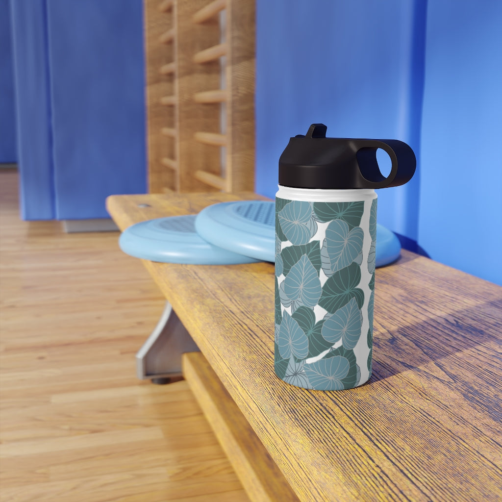 Water Bottle, 3 sizes, Stainless Steel with Sip Straw- Kalo Blues