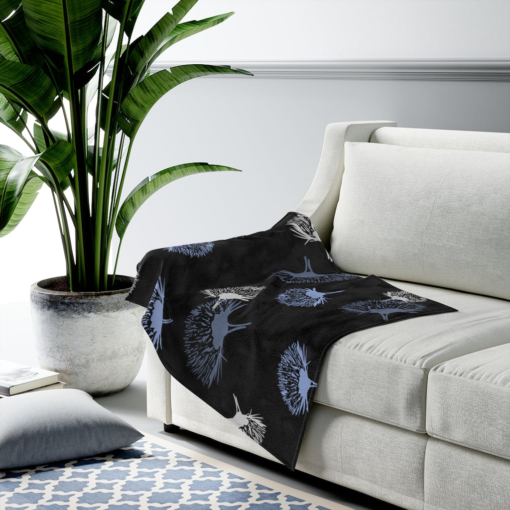 Velveteen Blanket- Ohia Lehua Periwinkle Twinkle (Night Skies)