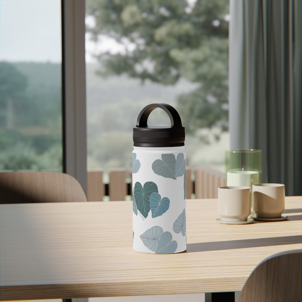 Water Bottle, 3 sizes, Stainless Steel with Handle Lid- Kalo Blue Flurries