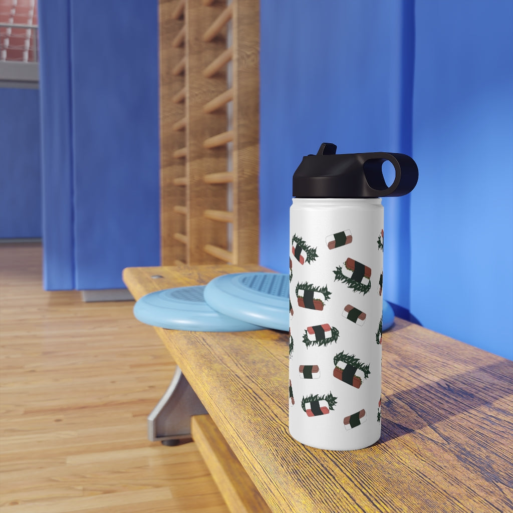 Water Bottle, 3 sizes, Stainless Steel with Sip Straw- Hawaii Musubi