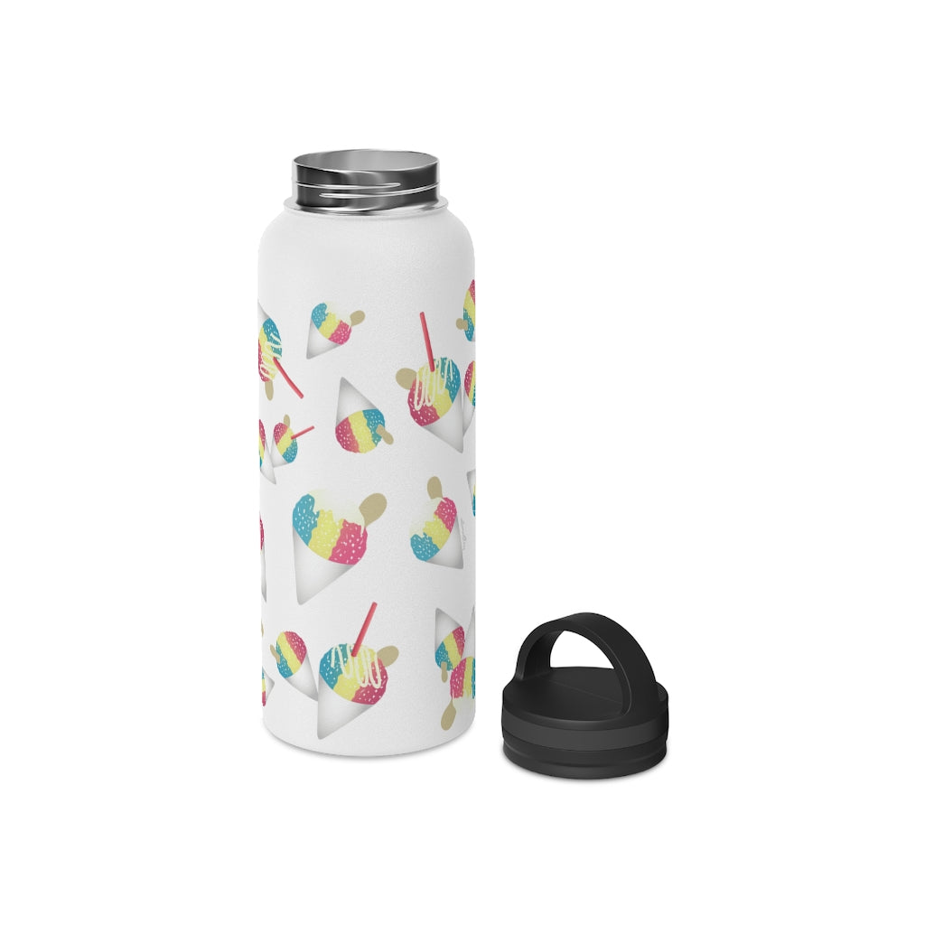 Water Bottle, 3 sizes, Stainless Steel with Handle Lid- Rainbow Shave Ice/Snow Cones
