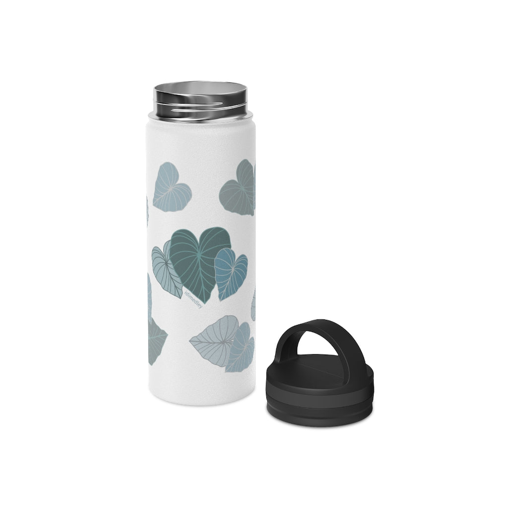 Water Bottle, 3 sizes, Stainless Steel with Handle Lid- Kalo Blue Flurries