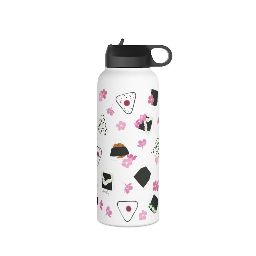 Water Bottle, 3 sizes, Stainless Steel with Sip Straw- Musubi Medley