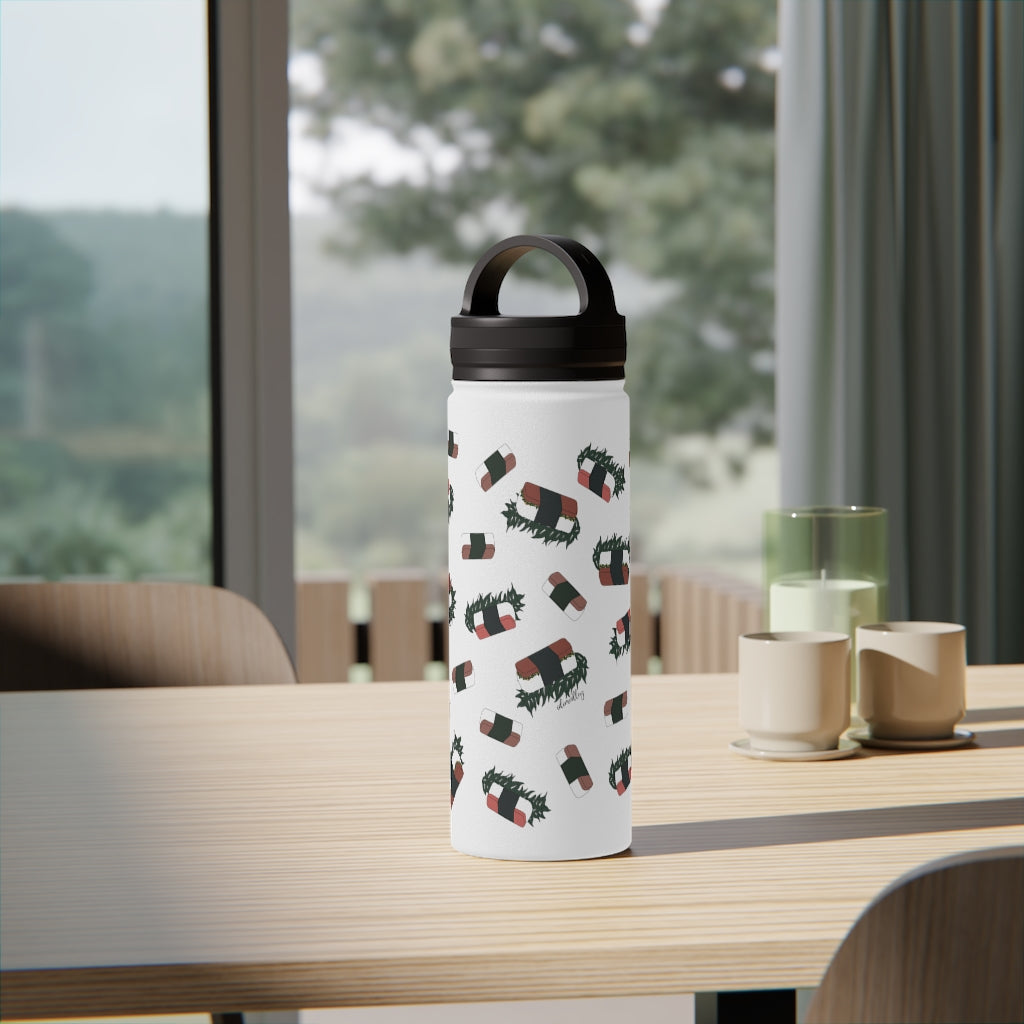 Water Bottle, 3 sizes, Stainless Steel with Handle Lid- Hawaii Musubi