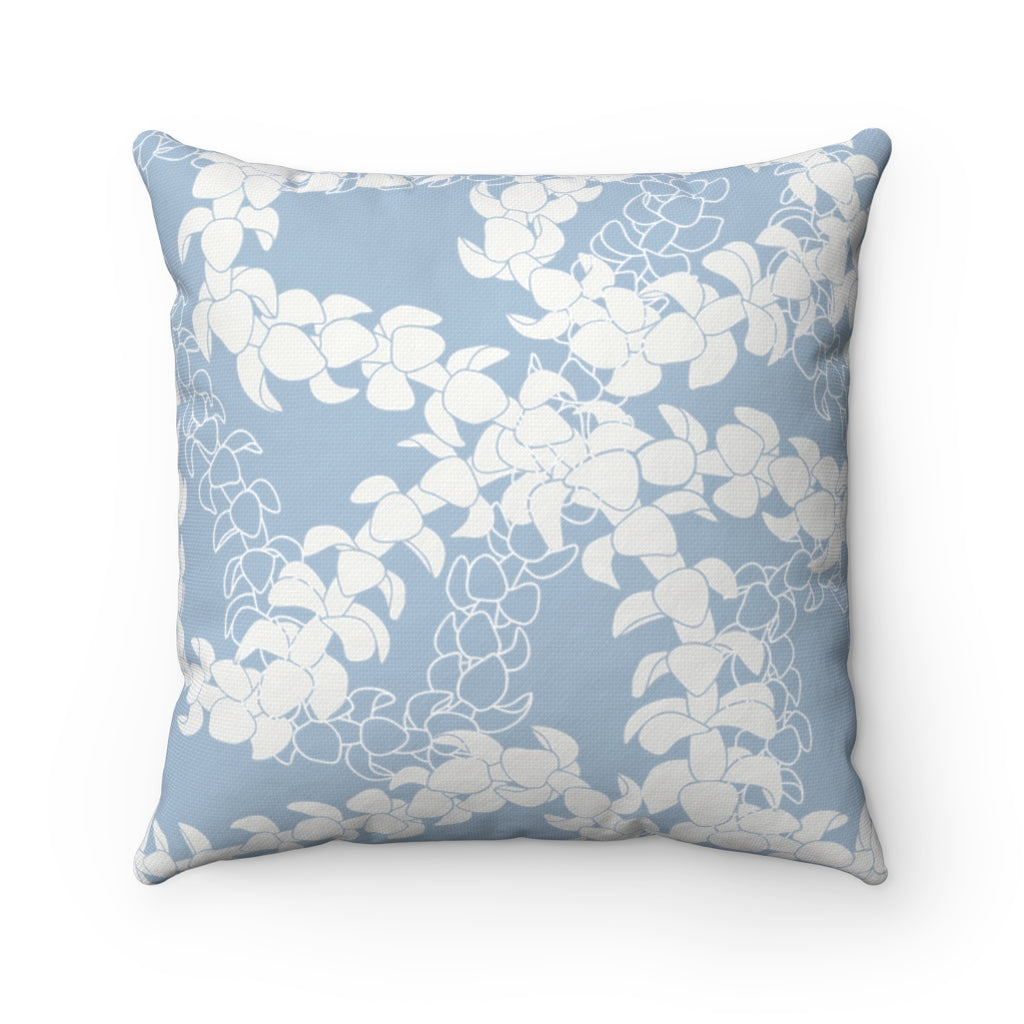 Canvas Throw Pillow Case- Puakenikeni Curvilinear Lei (Blue)