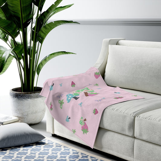 Velveteen Blanket- Bloom Parade (Blush)