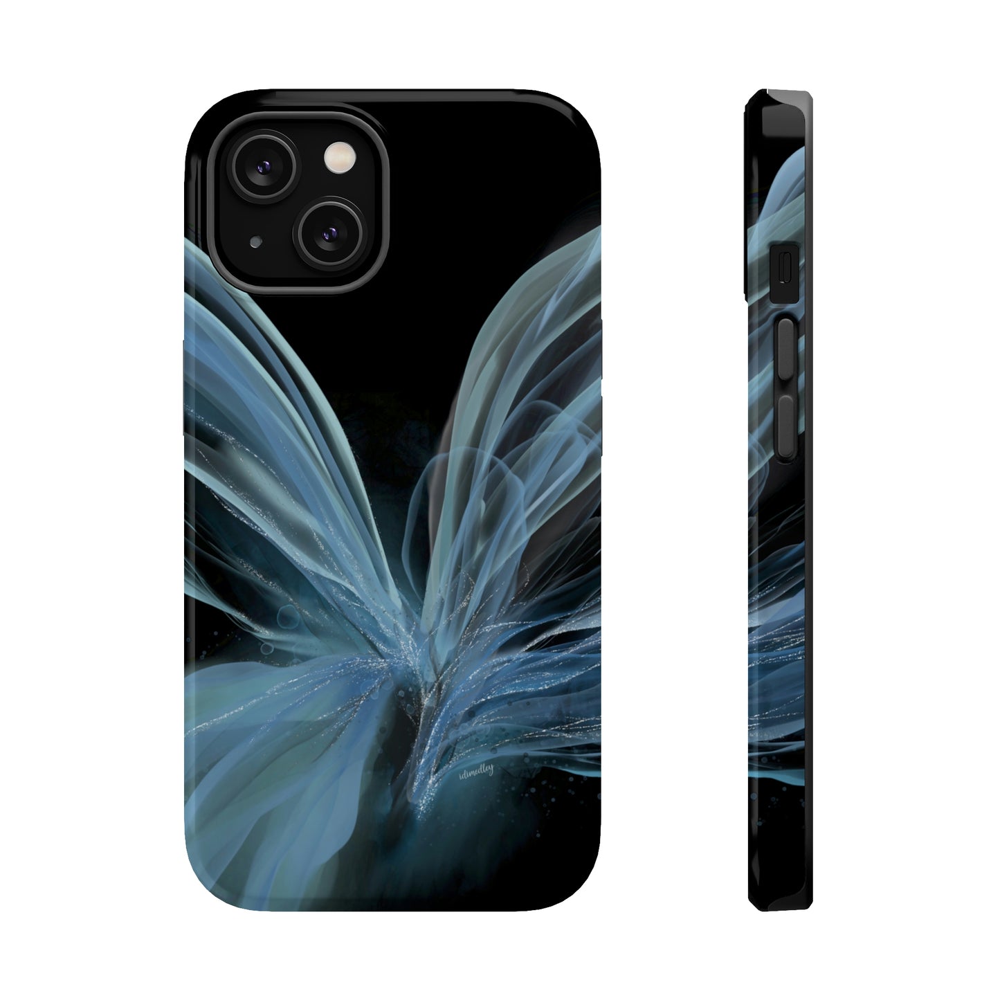 Blue Butterfly Alcohol Ink Art (Black), MagSafe