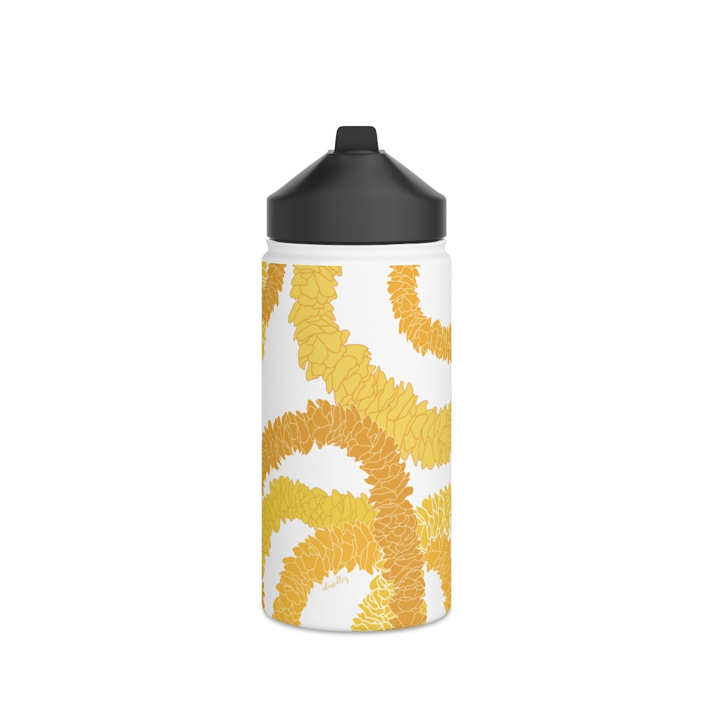 Water Bottle, 3 sizes, Stainless Steel with Sip Straw- Ilima Lei