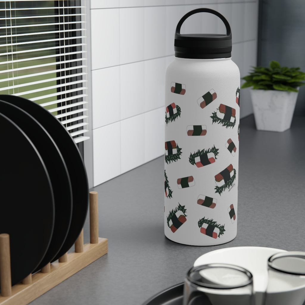Water Bottle, 3 sizes, Stainless Steel with Handle Lid- Hawaii Musubi