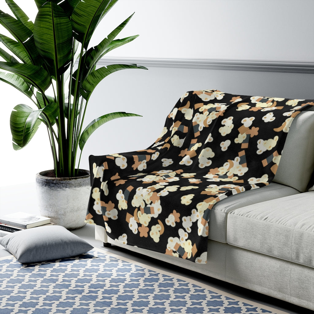 Velveteen Blanket- Hurricane Popcorn (Black)