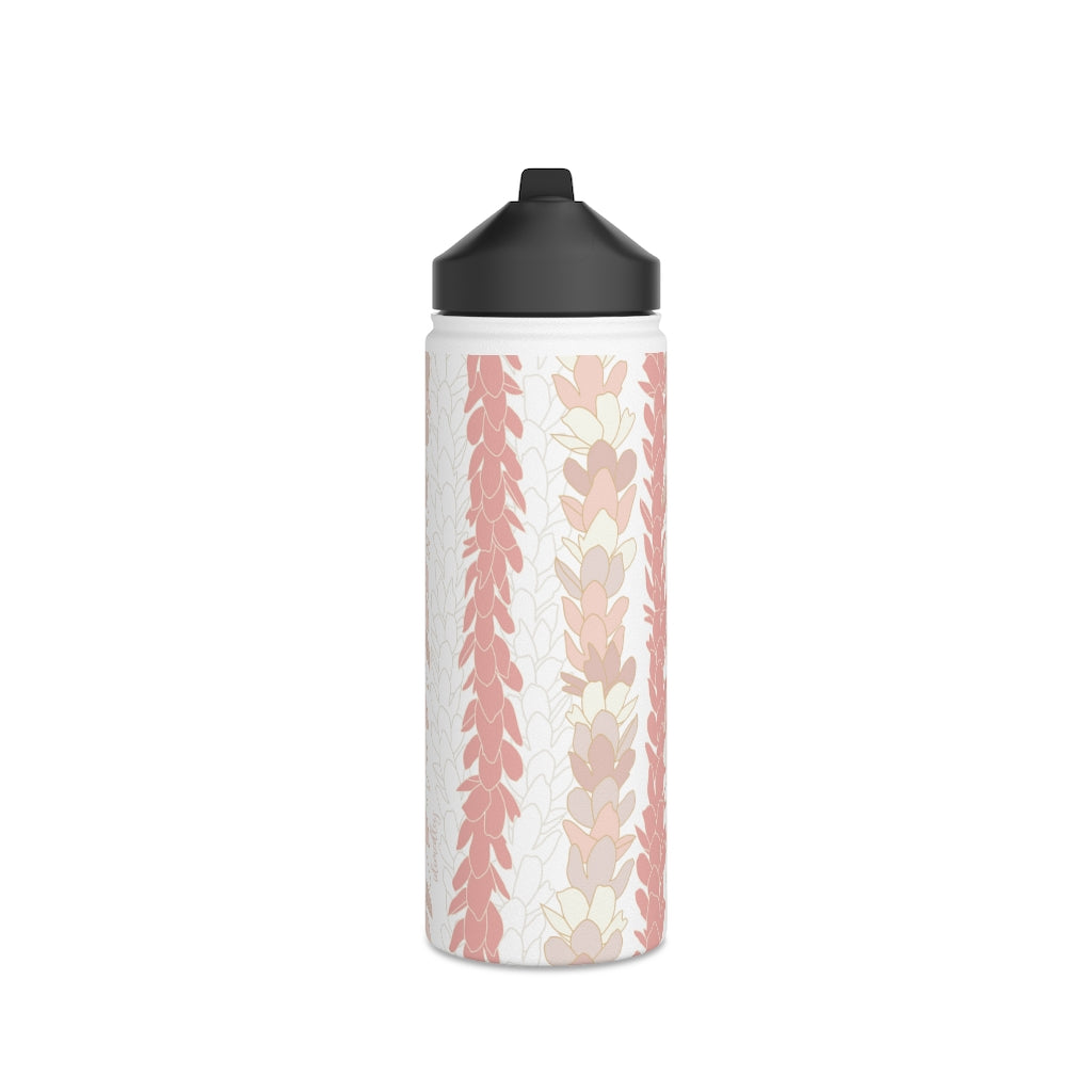 Water Bottle, 3 sizes, Stainless Steel with Sip Straw- Pakalana Stringing Peach