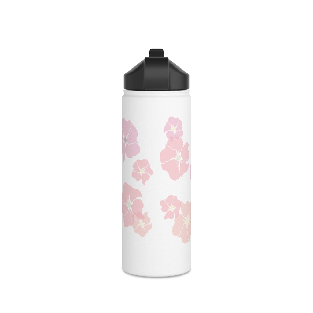 Water Bottle, 3 sizes, Stainless Steel with Sip Straw- Ilima (Blushy)