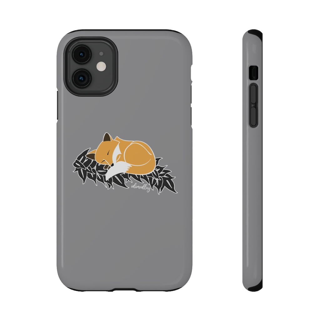 Snuggles the Sleeping Fox on Maile Leaves (Gray)