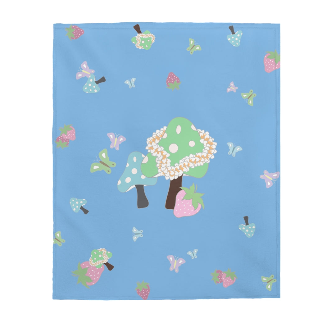 Velveteen Blanket- Bloom Parade (Blue Skies)