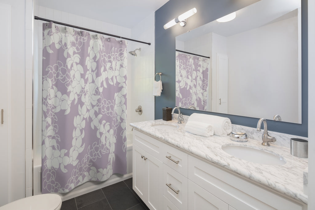 Shower Curtain- Puakenikeni Curvilinear Lei (Pinky Periwinkle)