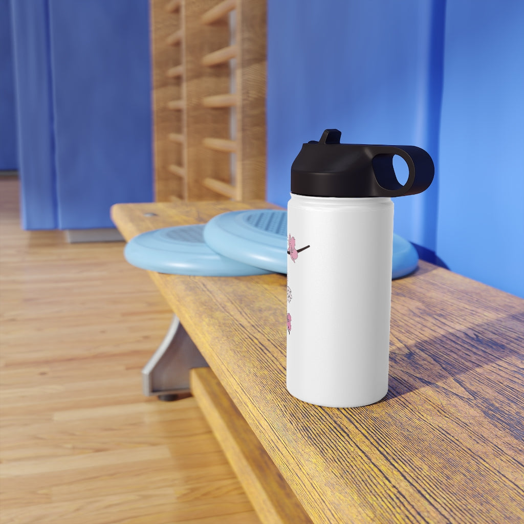 Water Bottle, 3 sizes, Stainless Steel with Sip Straw- Sakura Blooms