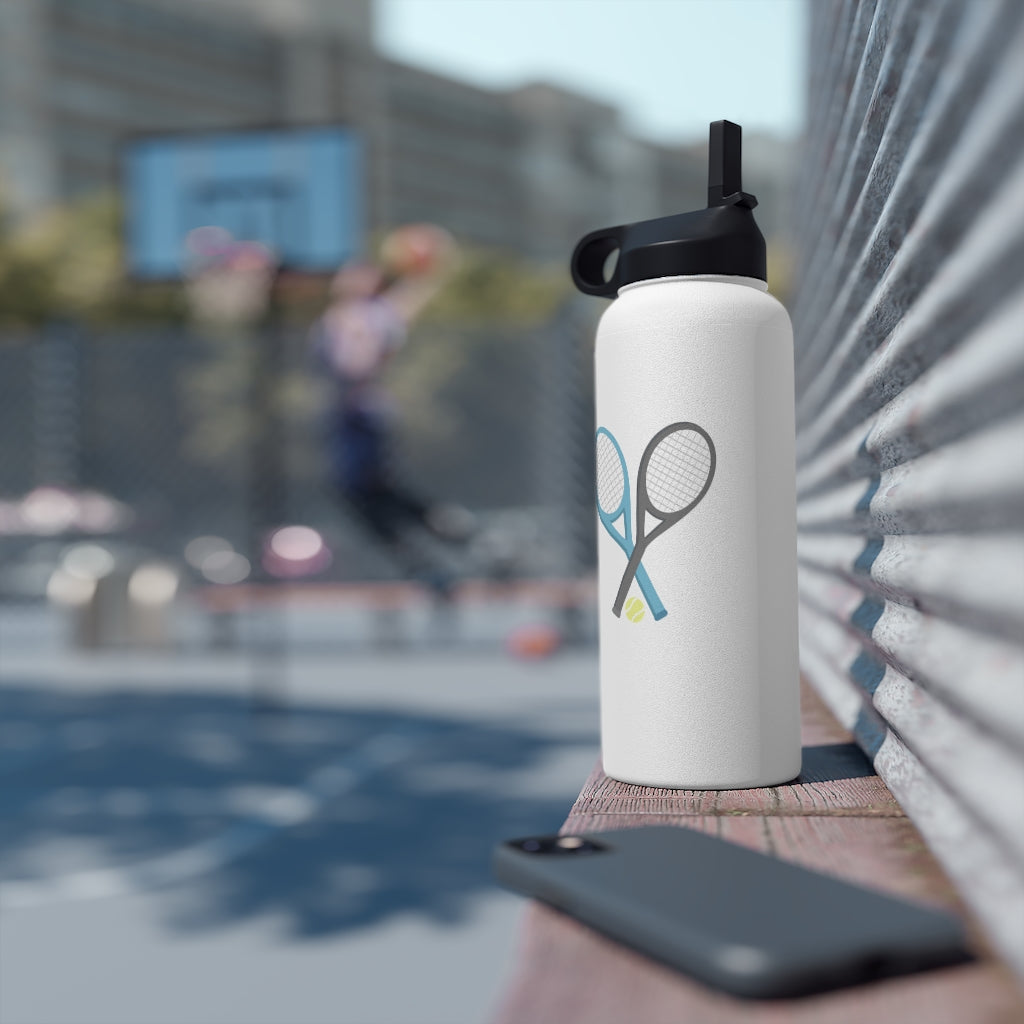 Water Bottle, 3 sizes, Stainless Steel with Sip Straw- Racket Crossing