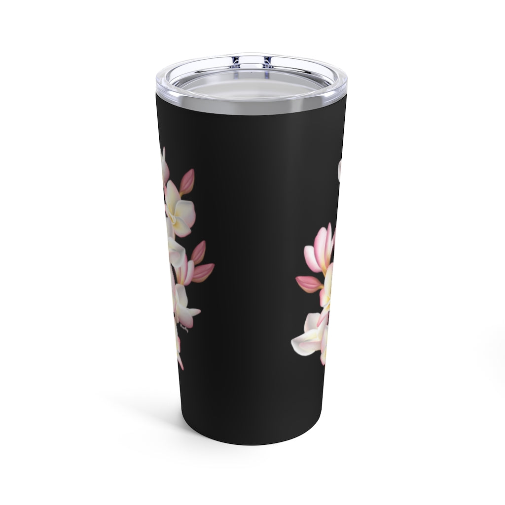 Tumbler 20oz- Plumeria Cluster (Black)
