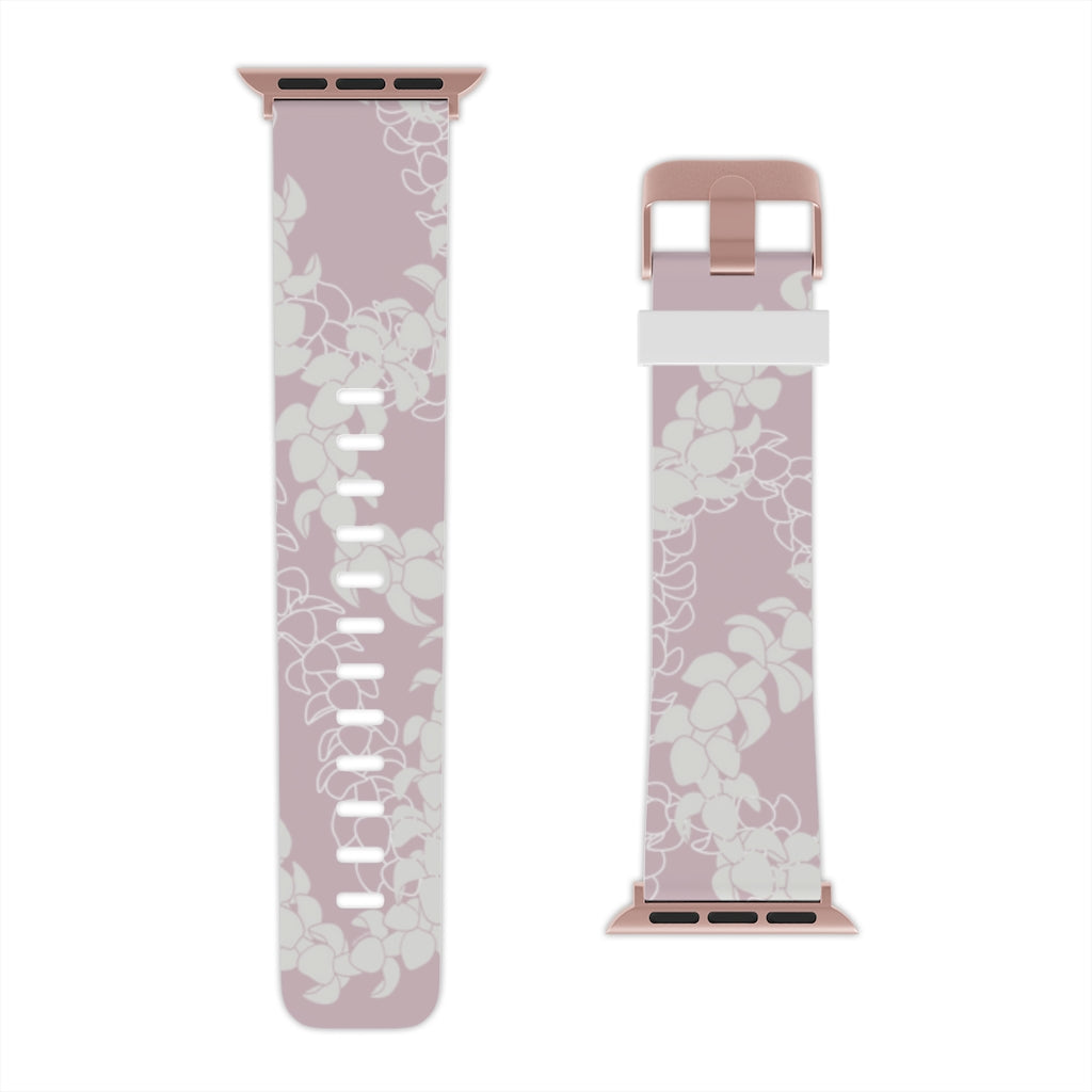 Watch Band for Apple Watch- Puakenikeni Curvilinear Lei (Rosey Pink)