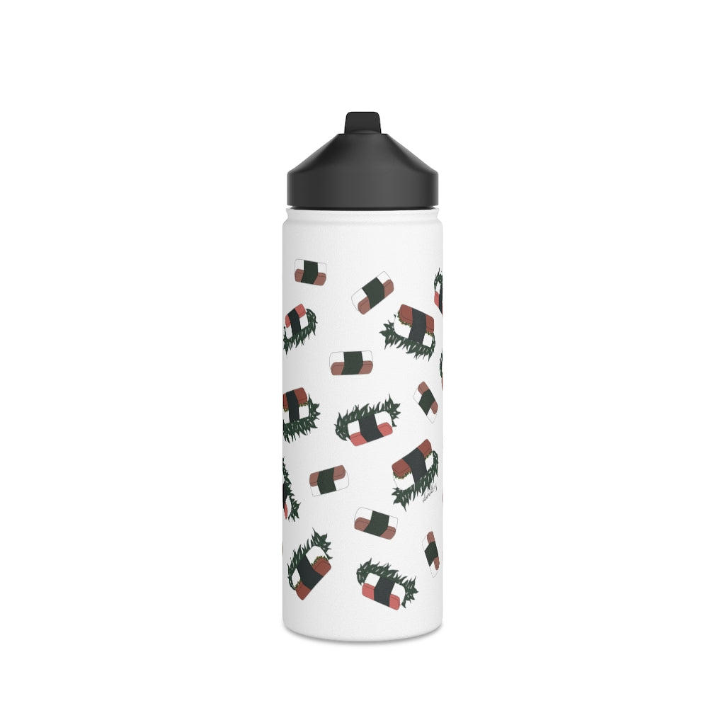 Water Bottle, 3 sizes, Stainless Steel with Sip Straw- Hawaii Musubi