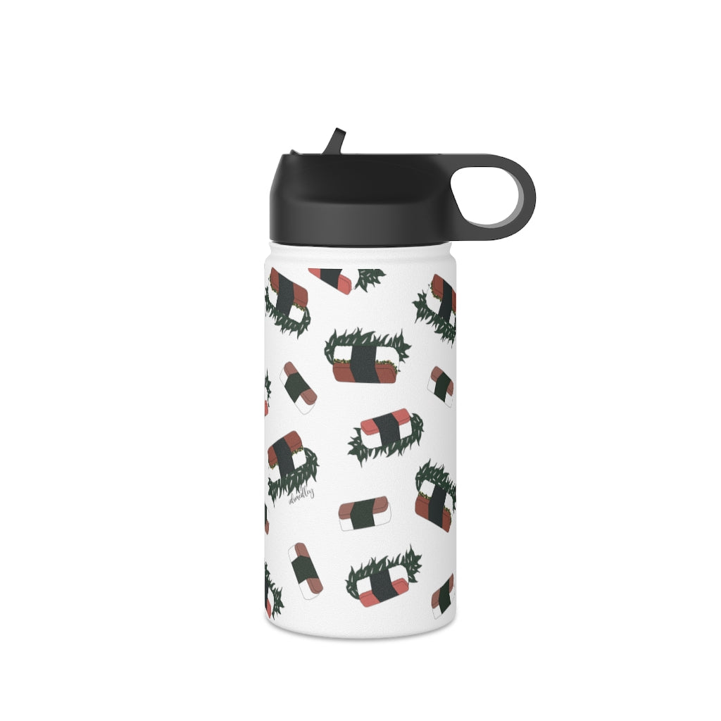 Water Bottle, 3 sizes, Stainless Steel with Sip Straw- Hawaii Musubi
