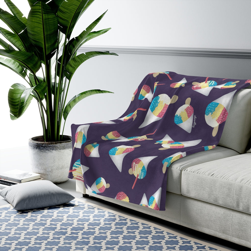 Velveteen Blanket- Rainbow Shave Ice/ Snow Cones (Purple)