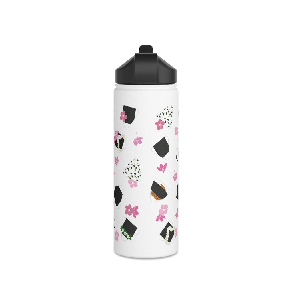 Water Bottle, 3 sizes, Stainless Steel with Sip Straw- Musubi Medley