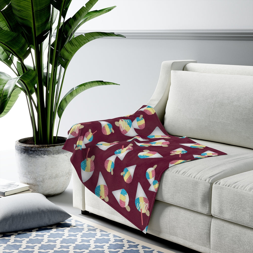 Velveteen Blanket- Rainbow Shave Ice/ Snow Cones (Dark Magenta)