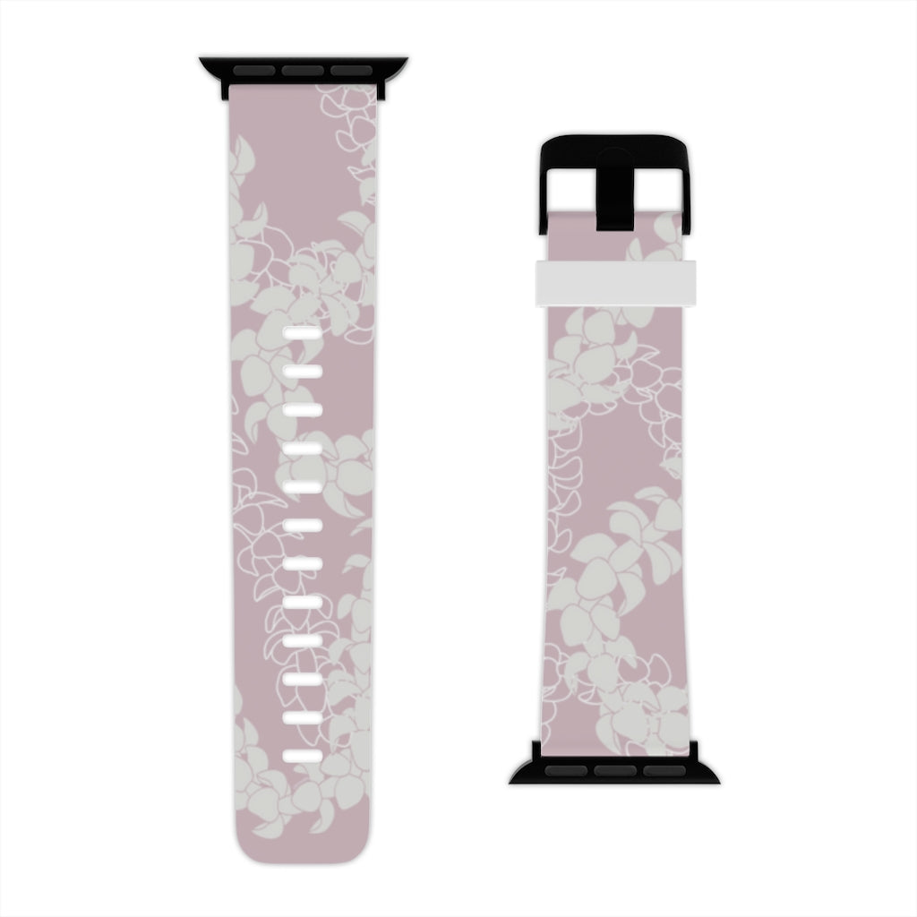Watch Band for Apple Watch- Puakenikeni Curvilinear Lei (Rosey Pink)
