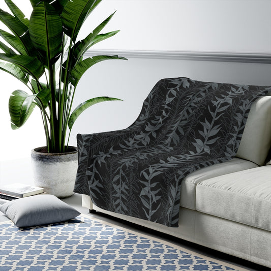 Velveteen Blanket- Ti Leaf Lucky Leis (Shadows)