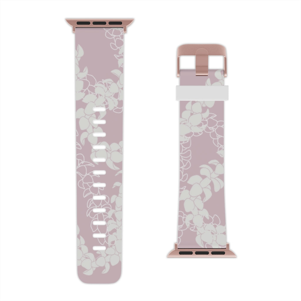 Watch Band for Apple Watch- Puakenikeni Curvilinear Lei (Rosey Pink)