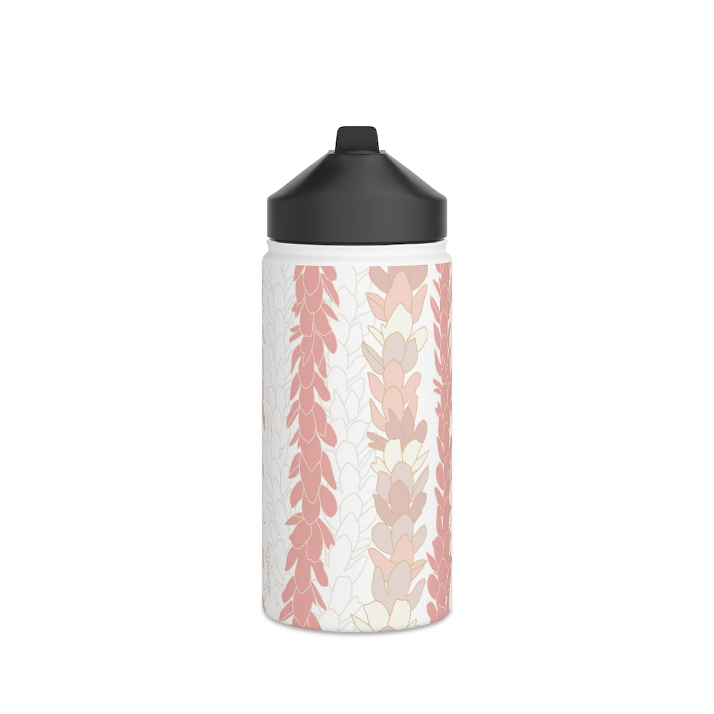 Water Bottle, 3 sizes, Stainless Steel with Sip Straw- Pakalana Stringing Peach