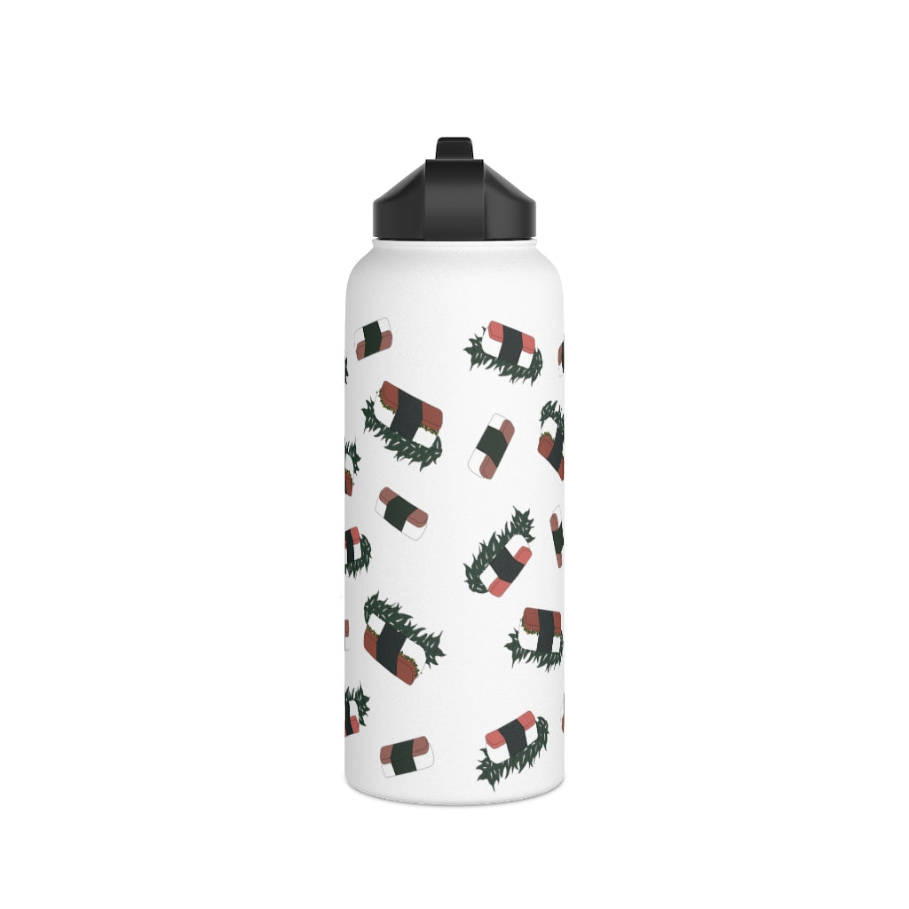 Water Bottle, 3 sizes, Stainless Steel with Sip Straw- Hawaii Musubi