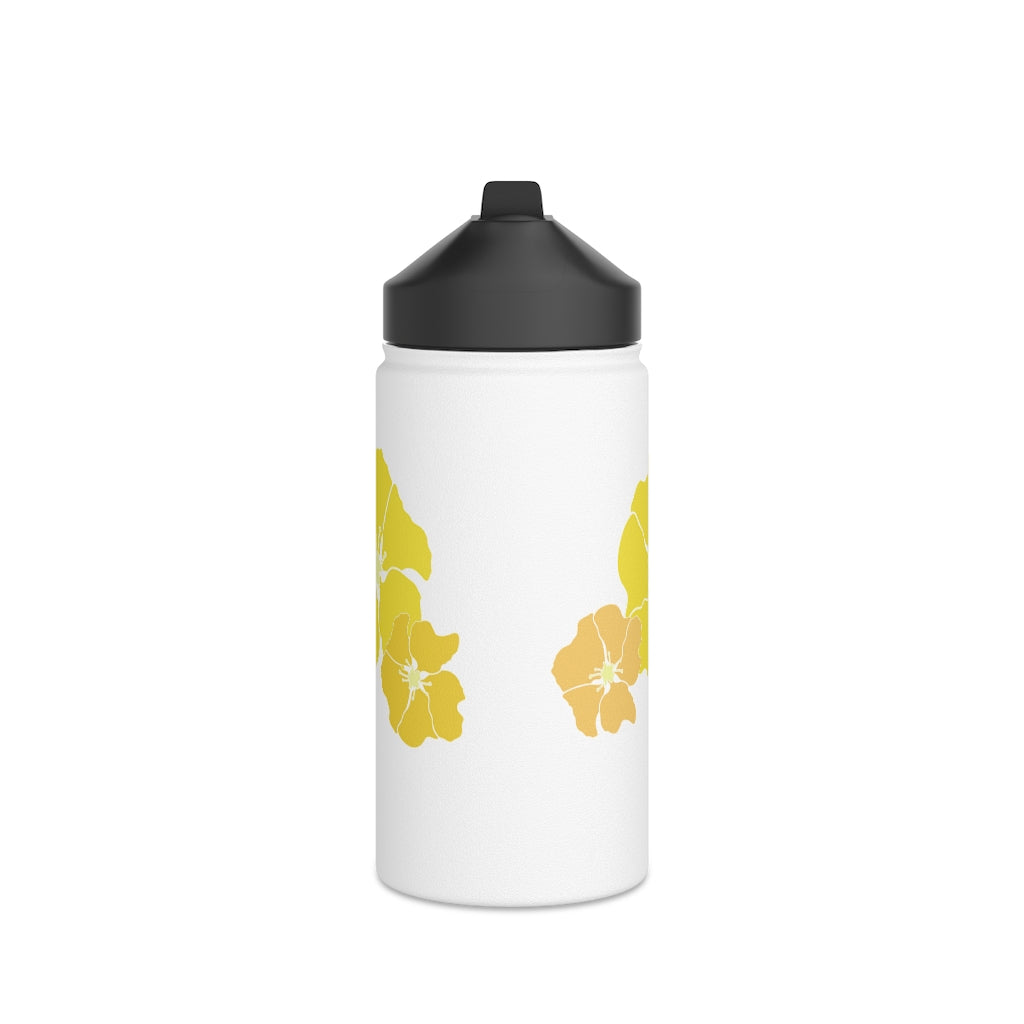 Water Bottle, 3 sizes, Stainless Steel with Sip Straw- Ilima Flower in Yellow
