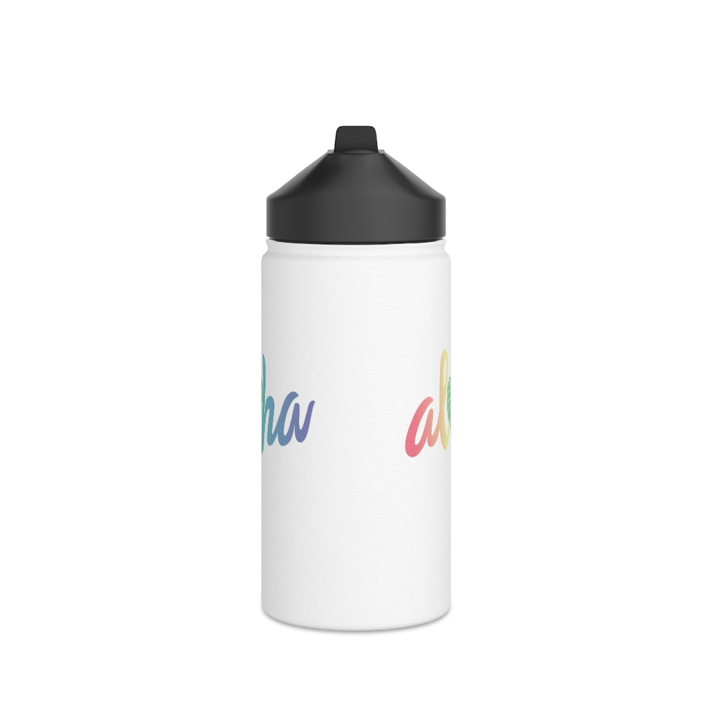 Water Bottle, 3 sizes, Stainless Steel with Sip Straw- Aloha Kalo