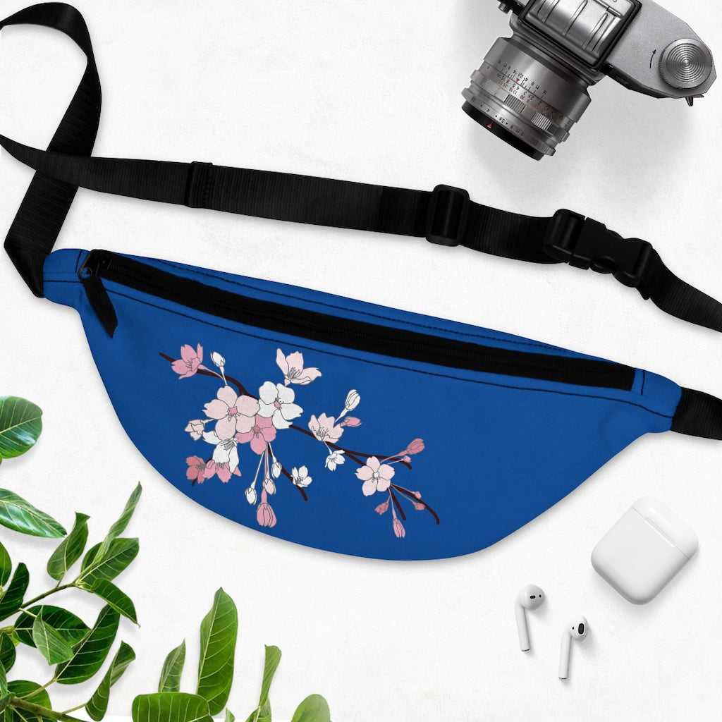 Waist/Hip/Shoulder Pack- Sakura Blooms (Deep Blue Sea)