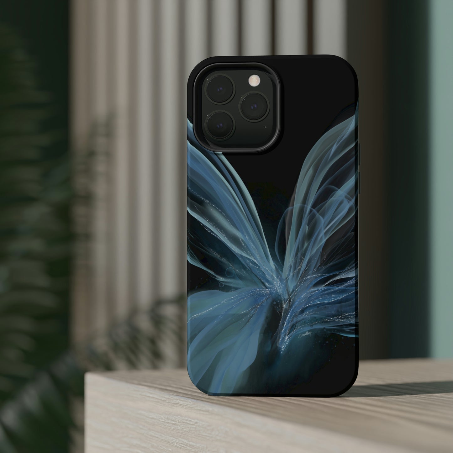 Blue Butterfly Alcohol Ink Art (Black), MagSafe