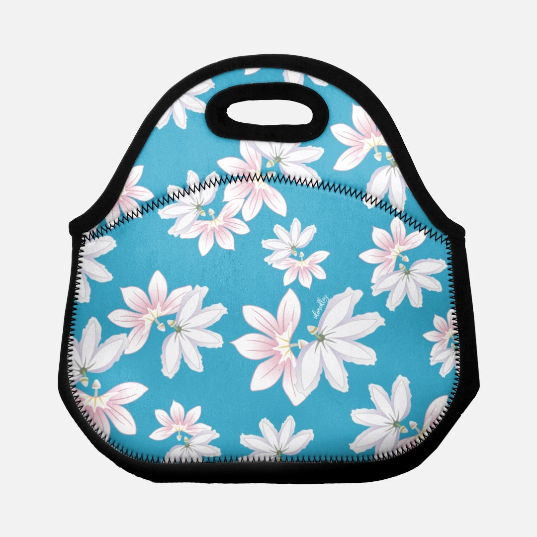 Lunch Tote Bag- Naupaka Love Story (Turquoise)