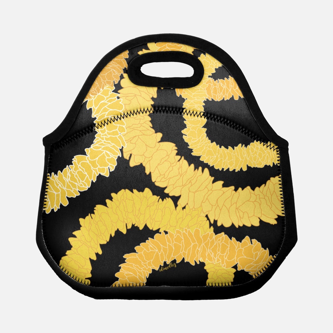 Lunch Tote Bag- Ilima Lei (Black)