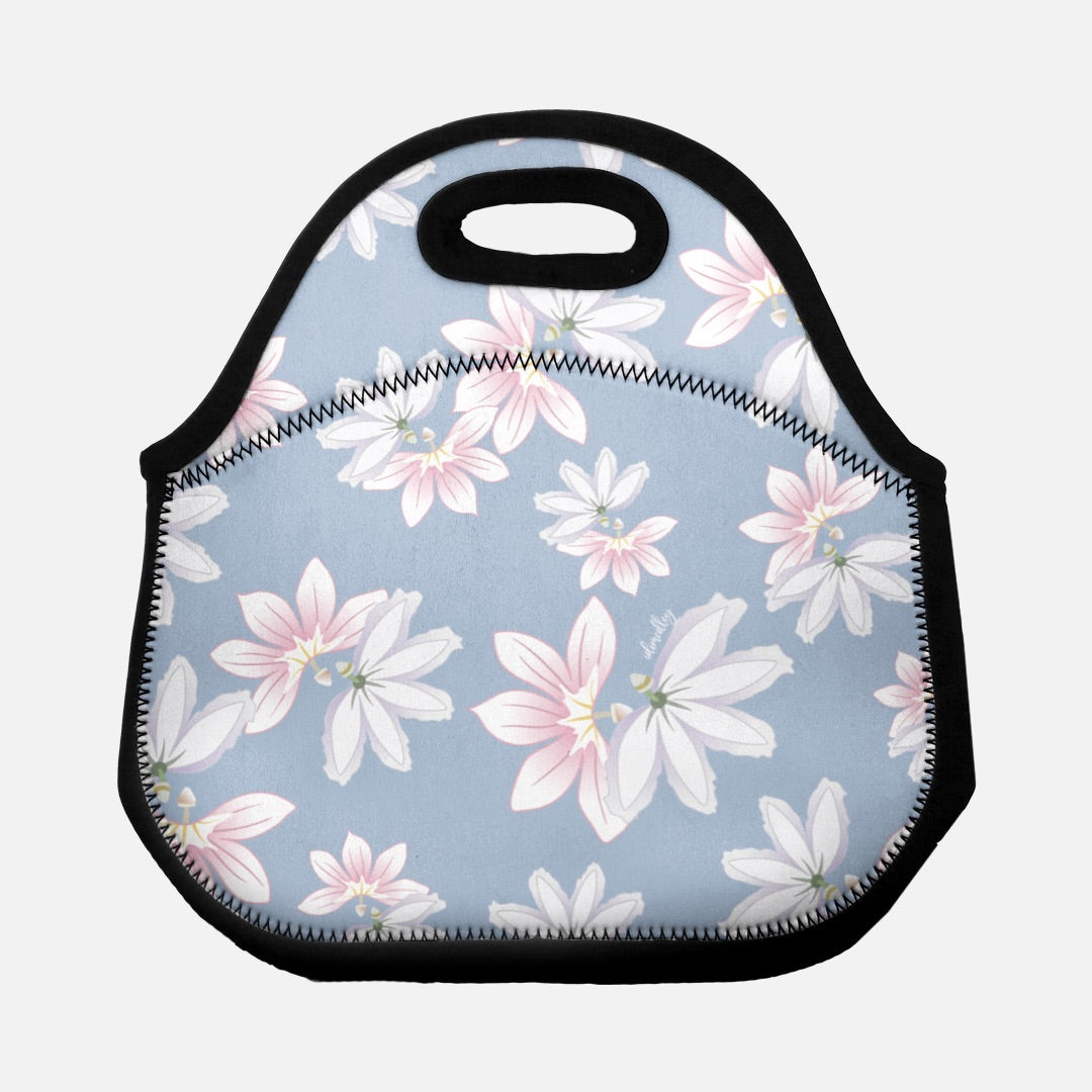 Lunch Tote Bag- Naupaka Love Story (Cyan)