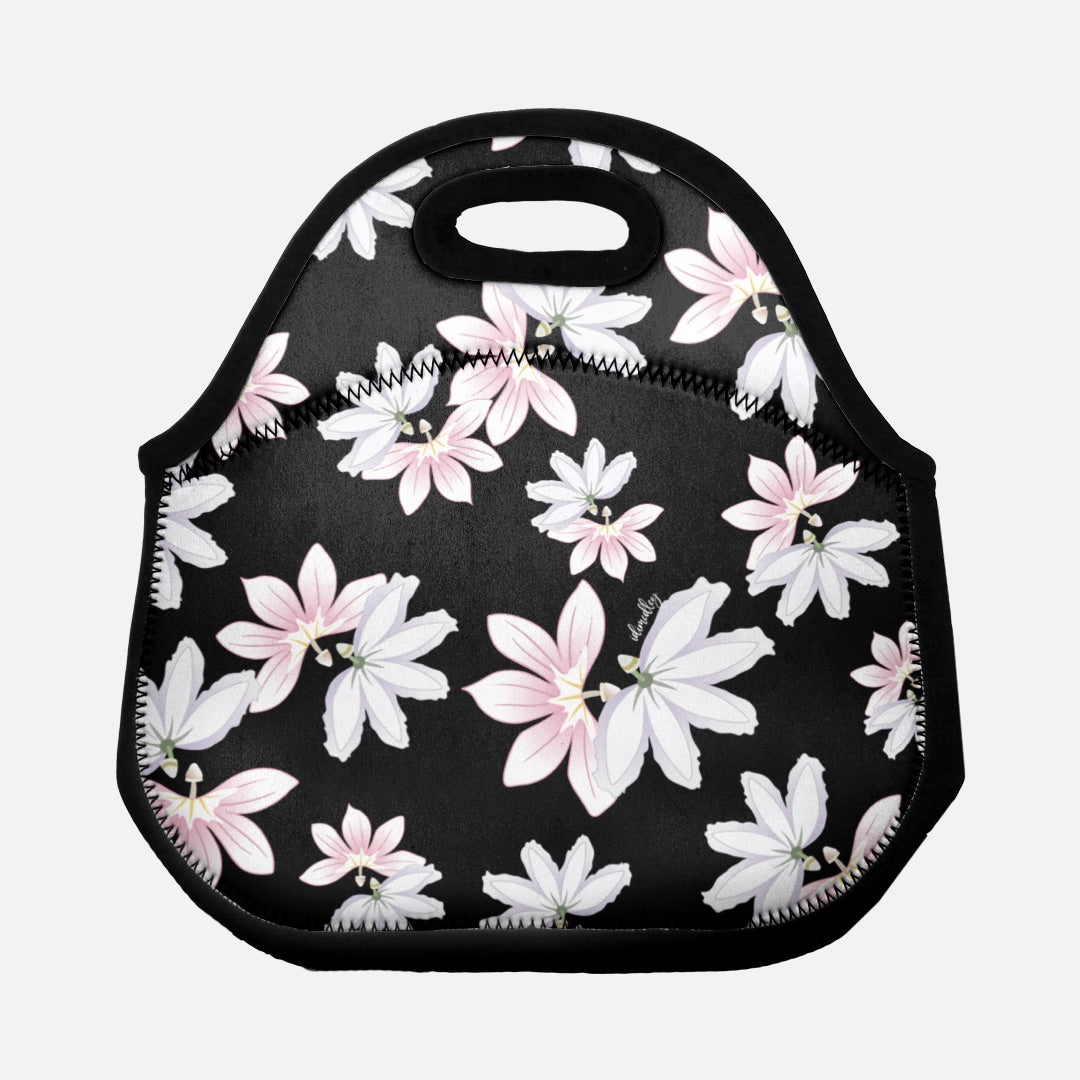 Lunch Tote Bag- Naupaka Love Story (Black)