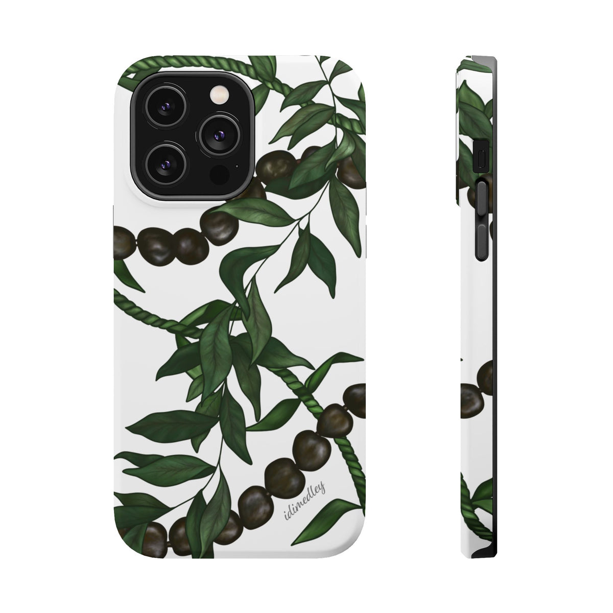 Kukui Nut, Maile, Ti Leaf Lei (White), MAGSAFE