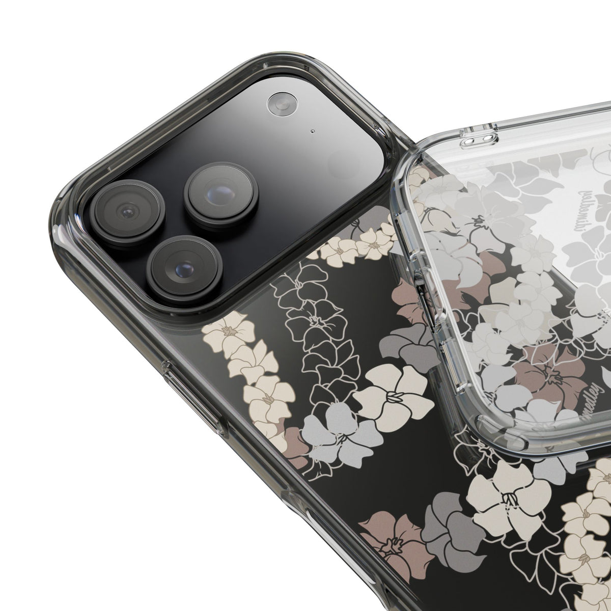 Puakenikeni En Face Flower Leis (Brown and Gray Neutrals) CLEAR Case