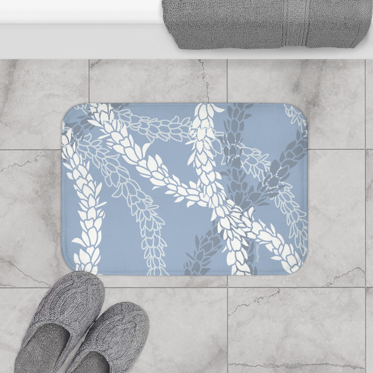 Bath Mat- Pikake Wishes (Cyan Blue)