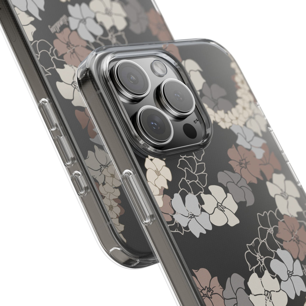 Puakenikeni En Face Flower Leis (Brown and Gray Neutrals) CLEAR Case