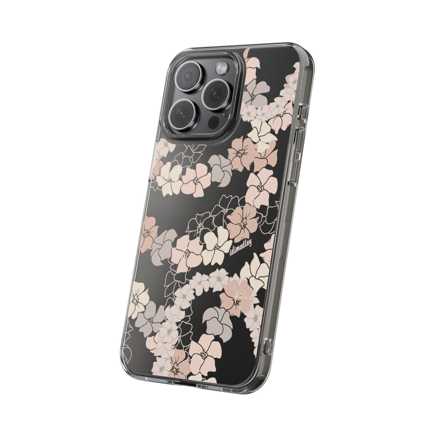 Puakenikeni En Face Flower Leis (Peachy Pinks) CLEAR Case