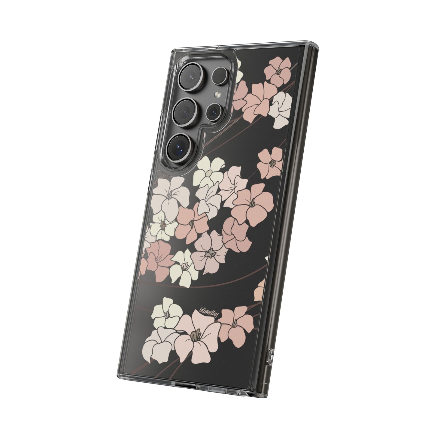 Puakenikeni En Face Flower Swirls in Peachy Pinks CLEAR Case