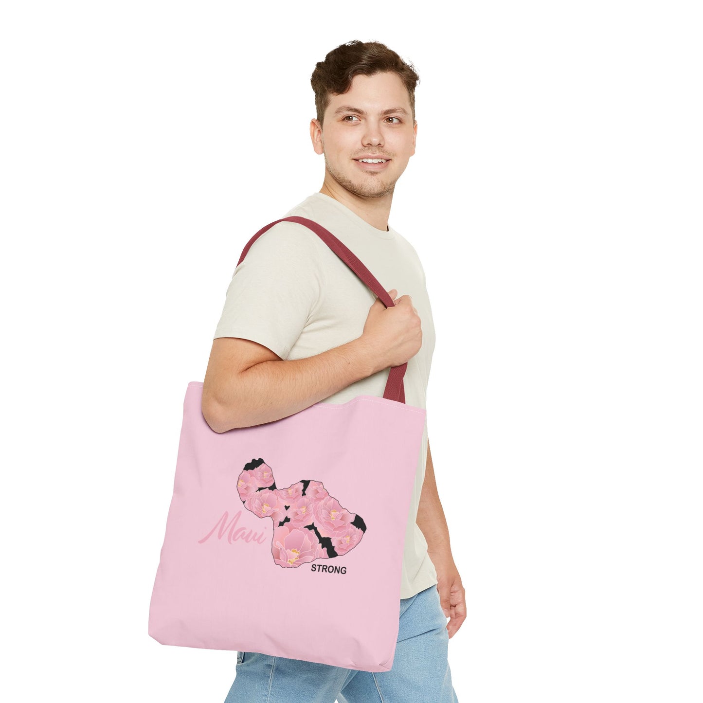 Tote bag- Maui Strong Lokelani Island Pink and Black, Proceeds Donated for Lahaina Wildfire Relief